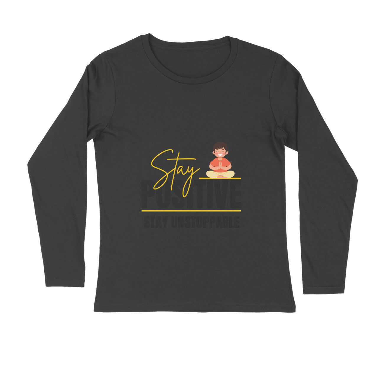 Stay Positive White Full Sleeve T-Shirt | Motivational Graphic Tee | Premium Cotton Comfort